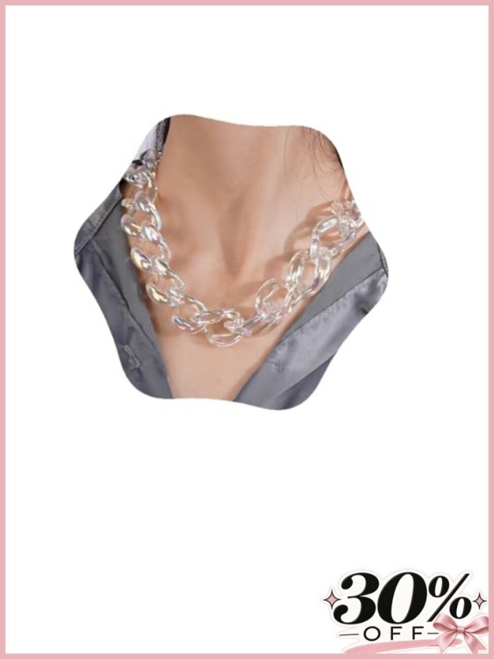Transparent Bling Big Acrylic Link Chain Choker Necklace Women Men Chunky